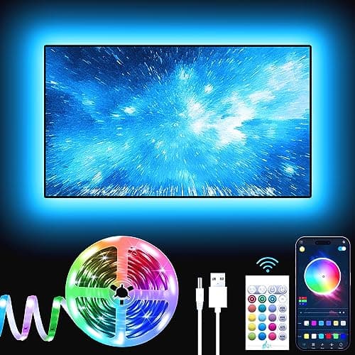 GIPOYENT TV LED Lights, 13.1ft RGB Color Changing Light Strip for 40-65 Inch Home Theater with Bluetooth Function