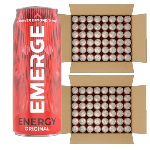Emerge Energy Drink 250ml Cans – Original Mixed Fruit Flavour, Taurine, Caffeine & B Vitamins – Refreshing Energy Boost for Gaming, Work & Workouts (96x)