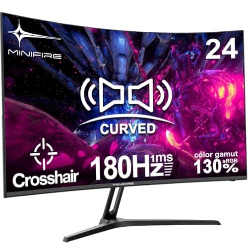 Minifire 24 Inch Curved Gaming Monitor 180Hz Built in Speaker FHD 1920x1080