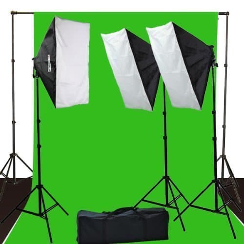 ePhoto 10 x 12 ChromaKey Green Screen Digital Photography Video Continuou Lighting Background Support Kit by ePhotoInc H9004S3-1012G