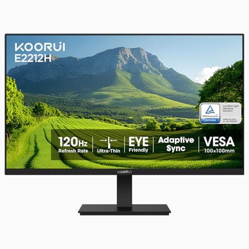 KOORUI 22 Inch Business Computer Monitor, FHD 1080p 75hz Desktop Monitor, Ultra Thin Eye Care Bezel HDMI VGA Ports LED Monitor for PC, Black