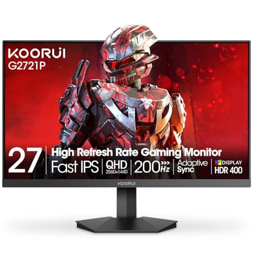 KOORUI 27 Inch Gaming Monitor, 200Hz, QHD 1440P, 1ms, HDR 400, Fast IPS