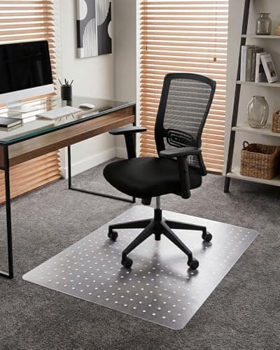 PVC Office Chair Mat for Carpet Floors, 90x120 cm T-Shape Floor Protector for Office Chair, Non-Slip Clear Floor Protectors, Anti-Scratch Floor Protection Mat for Home Office Computer Desk