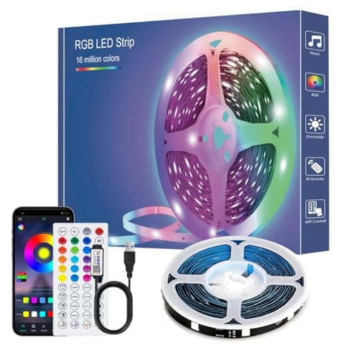 Led Strip Lights 1M/3.28ft, TV LED Backlight with Smart App Control Remote, 5050 RGB Music Sync Colour Changing, USB Smart LED Strip Light for TV,Computer, Monitor, Bedroom, Party and Home Decoration
