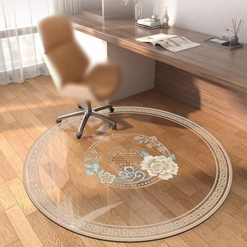 Transparent Floor Mats Wood Office Chair Floor Protector Round Chair Mat For Hard Floors Clear Floor Mat For Rolling Chairs For Carpeted Floors Floor Protector Mat Large (Size : ID80cm/31.5in)