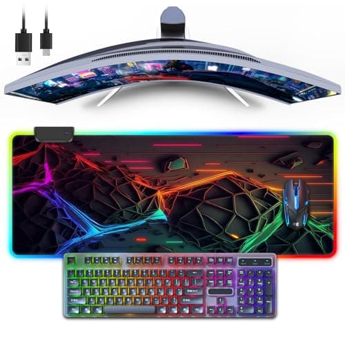 Gaming Mouse Pad 31.5 X 11.8 Inch RGB Mouse Mat with 13 Lighting Modes