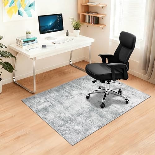 Capslpad Office Chair Mats for Hardwood Floor 90x120cm Non-Slip Modern Abstract Home Multi Purpose Chair Mat Low Pile Floor Protectors Computer Chair Carpet Mat for Tile Laminate Rolling Chair, Grey