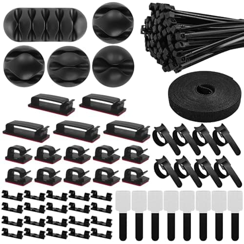 Omsscun 157Pc Cable Management Kit with Clips Ties Holders for Desk, TV