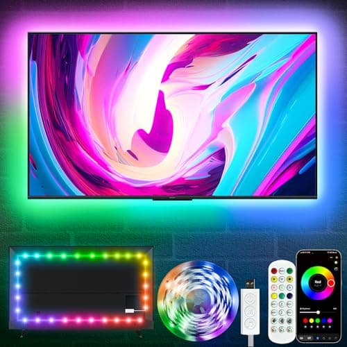 9.9FT USB-Powered Ambient Backlighting Strip, Smart APP/Button Sync for 32-43 Inch Screens, Music-Reactive Glow for Bedrooms or Gaming Setups, RGB