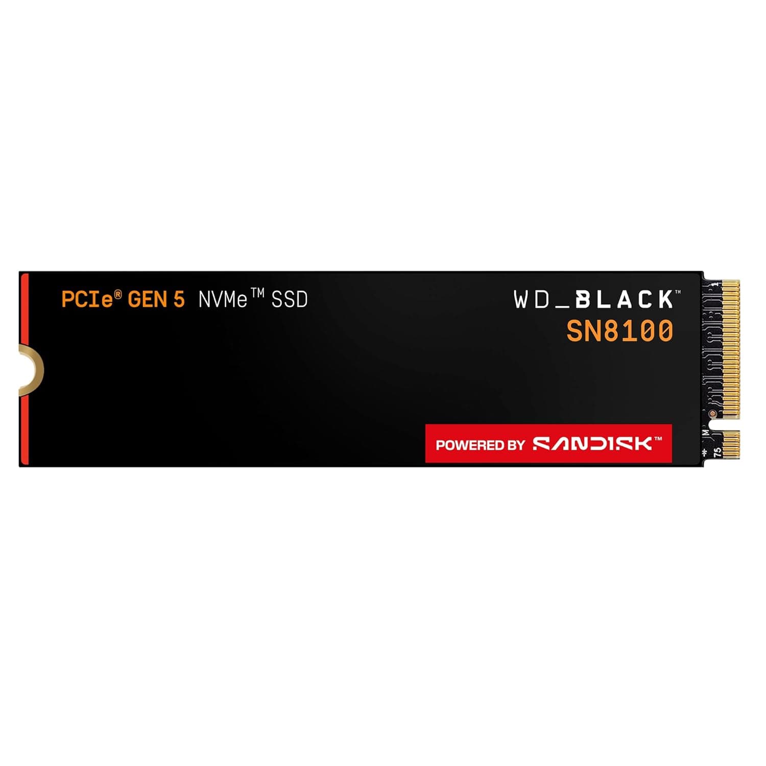 WD_BLACK SN8100 PCIe Gen 5 NVMe SSD 2TB (Up to 14,900MB/s read, 11,000MB/s write speeds, Next Gen TLC 3D CBA NAND, Up to 1,200TBW, Best for AI Applications, Gaming, Video Editing) POWERED BY SANDISK