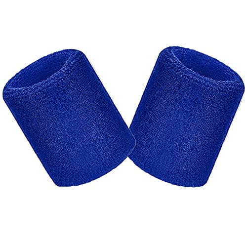 Wristbands Sweatbands Wrist Men Women 2 PCS Sports Sweat Bands for Gym Sports Tennis Running Exercise Basketball Moisture Wicking (2 pcs -Blue)