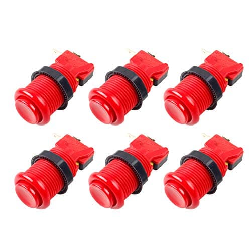 EG STARTS 6x American Style Standard Arcade Buttons Switchable Happ Type 30mm Push Button 187" (4.8mm) terminal for Jamma Mame Kit Parts (Red)