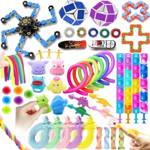 JUAUO 50Pcs Fidget Toys Pack, Fidget Sensory Toys Set for Boys Girls