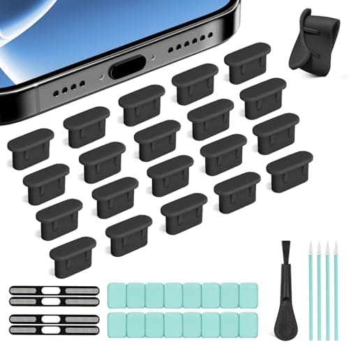 20 Pcs USB Type C Silicone Dust Plugs&Speaker Cover&Cleaning Putty (Black)