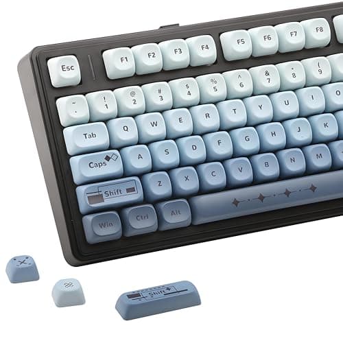 Gradient Blue PBT Keycap Set - Smart Cube Theme Key Cap | 5-Side Dye-Sublimation, 134 Keys keycaps for 60%/75%/100% Keyboards | Cherry MX/Gateron Compatible