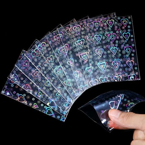 YBEATY 200 Pcs Laser Flashing Holographic Photo Card Sleeves (Love)