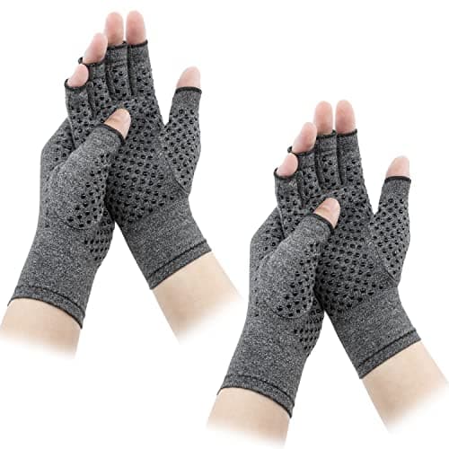 LXMY 2 Pairs Arthritis Gloves,Compression Gloves,Providing Warmth and Compression to Promote Healing,Fingerless Design,Relieve Pain from Rheumatoid Arthritis and Carpal Tunnel(M)