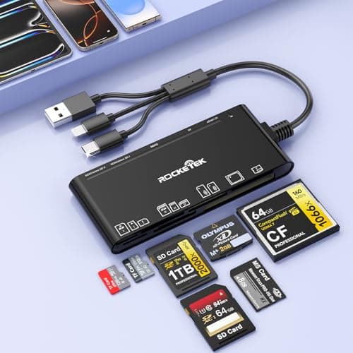7 in 3 USB C + USB 3.0 + Lightning Multi Card Reader Adapter for SD, CF, Micro SD, XD, MS Cards, 5Gbps Memory Card Reader SD Card Reader Reader Adapter for iPhone 16 15 14/Samsung/PC/Windows/Mac/Linux