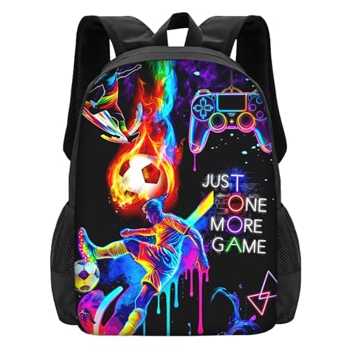 zhongko Neon Gaming Boys Backpack, Cool School Bag with Adjustable Straps, Lightweight Rucksack for Boys, Multifunctional Backpack for Travel Camping and Sports, Gamer Gifts for Teenage & Students