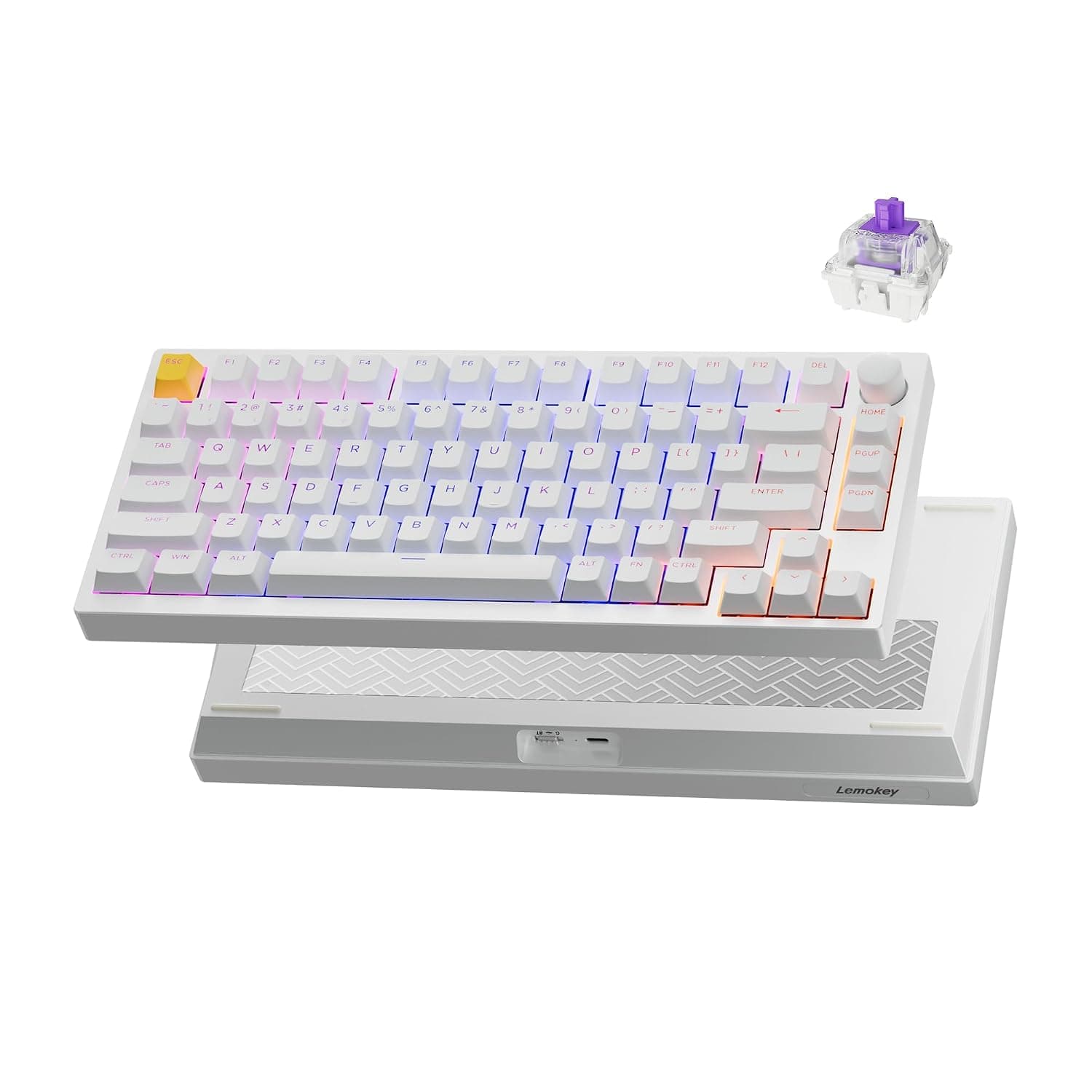 LEMOKEY P1 HE 75% Wireless Custom Mechanical Gaming Keyboard with Gateron Magnetic Switch Dual Rail Version QMK Button Version 2.4GHz Bluetooth 5.2 RGB Backlight Compatible Mac