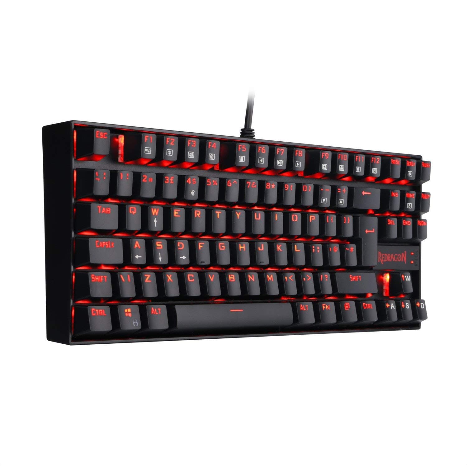 Redragon K552 60% Mechanical Gaming Keyboard LED Rainbow Backlit Wired with Red Switches Cherry MX Equivalent for Windows Gaming PC UK QWERTY (Black)
