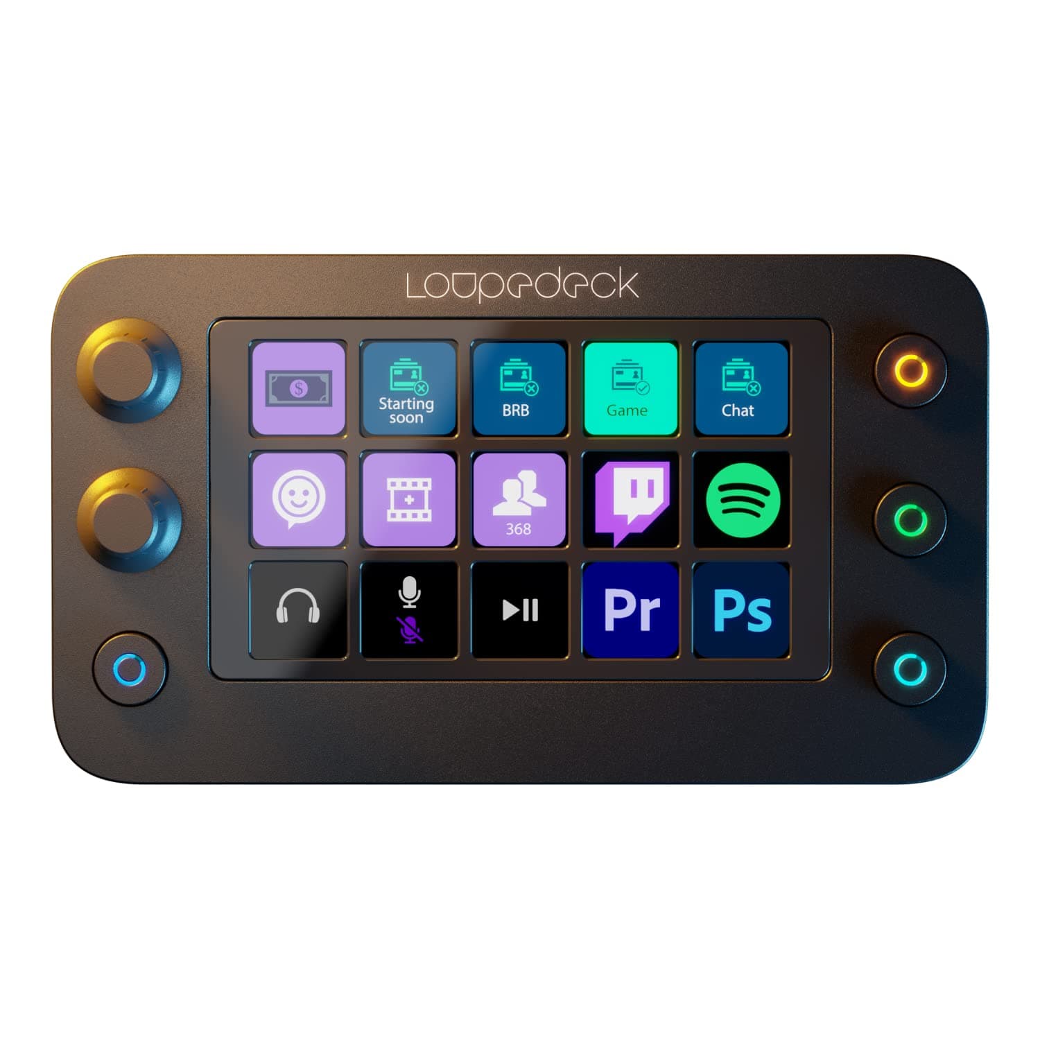 Loupedeck Live S - The Streaming Console for Desktop Productivity, Full Stream Control and Content Creation with Customizable LED Touchscreen Buttons, Dials and RGB, Works with PC and Mac