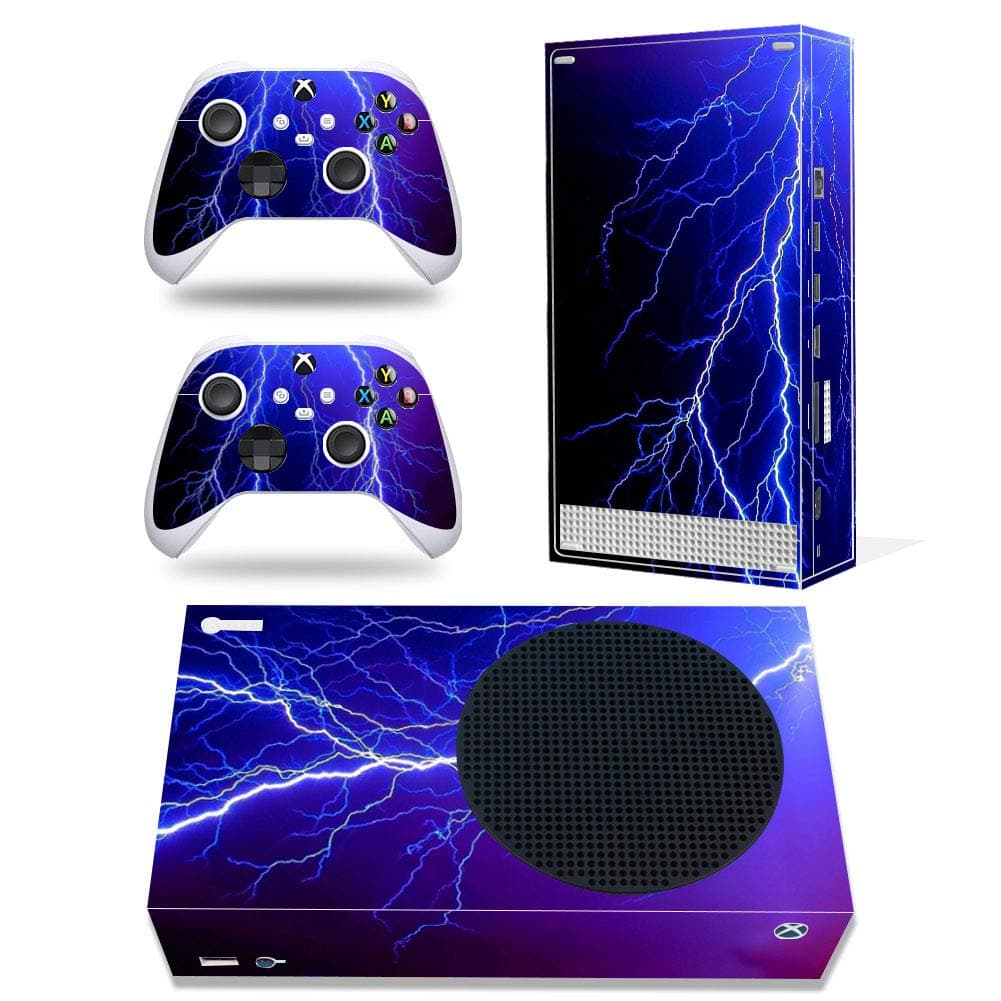Whole Body Protective Vinyl Skin Decal Cover for Microsoft Xbox Series S Console, Lightning Xbox Series S Skins Wrap Sticker with Two Free Wireless Controller Decals