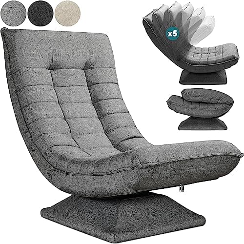 CASARIA® Swivel Chair Floor Gaming Adjustable Backrest, Grey, 58x57x84cm