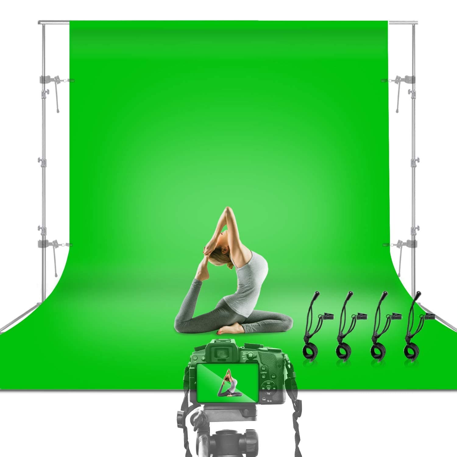 Julius Studio 10 x 12 ft. Green Chromakey Backdrop Screen Photo Background, Premium Synthetic Fabric 150GSM Thicker A+ Grade Material, Professional Photography Video Studio, Event, Streaming, JSAG474