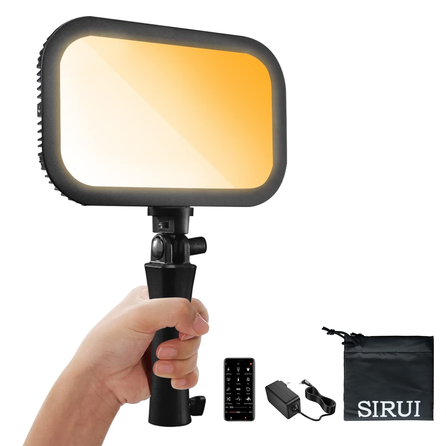 SIRUI E30B LED Video Light Panel, 0%-100% Dimmable, 2800K-7000K Bi-Color, CRI 96 TLCI98, 12″Ultra-Compact Soft Light Panel with Grip for Studio Photography, Streaming, YouTube