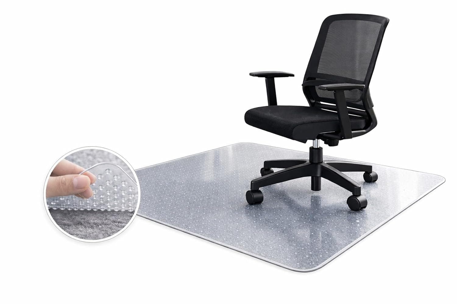 RIXI Office Chair Mat for Carpet Floor 90x120cm Transparent Protector | Clear non-slip chair mat protects carpet floors from scratches and wear. Ideal for offices, desks and home workspaces.