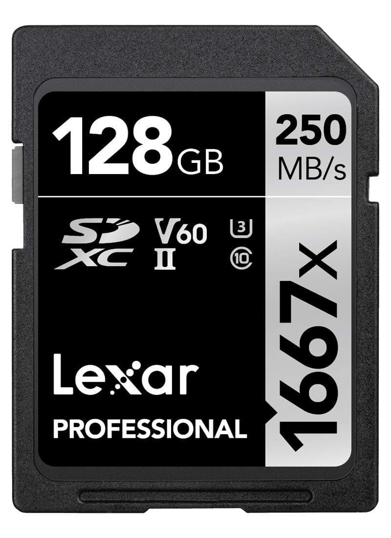 Lexar Professional 1667x SD Card 128GB | SDXC UHS-II Memory Card, Up to 250MB/s Read, 120MB/s Write, Class 10, U3, V60