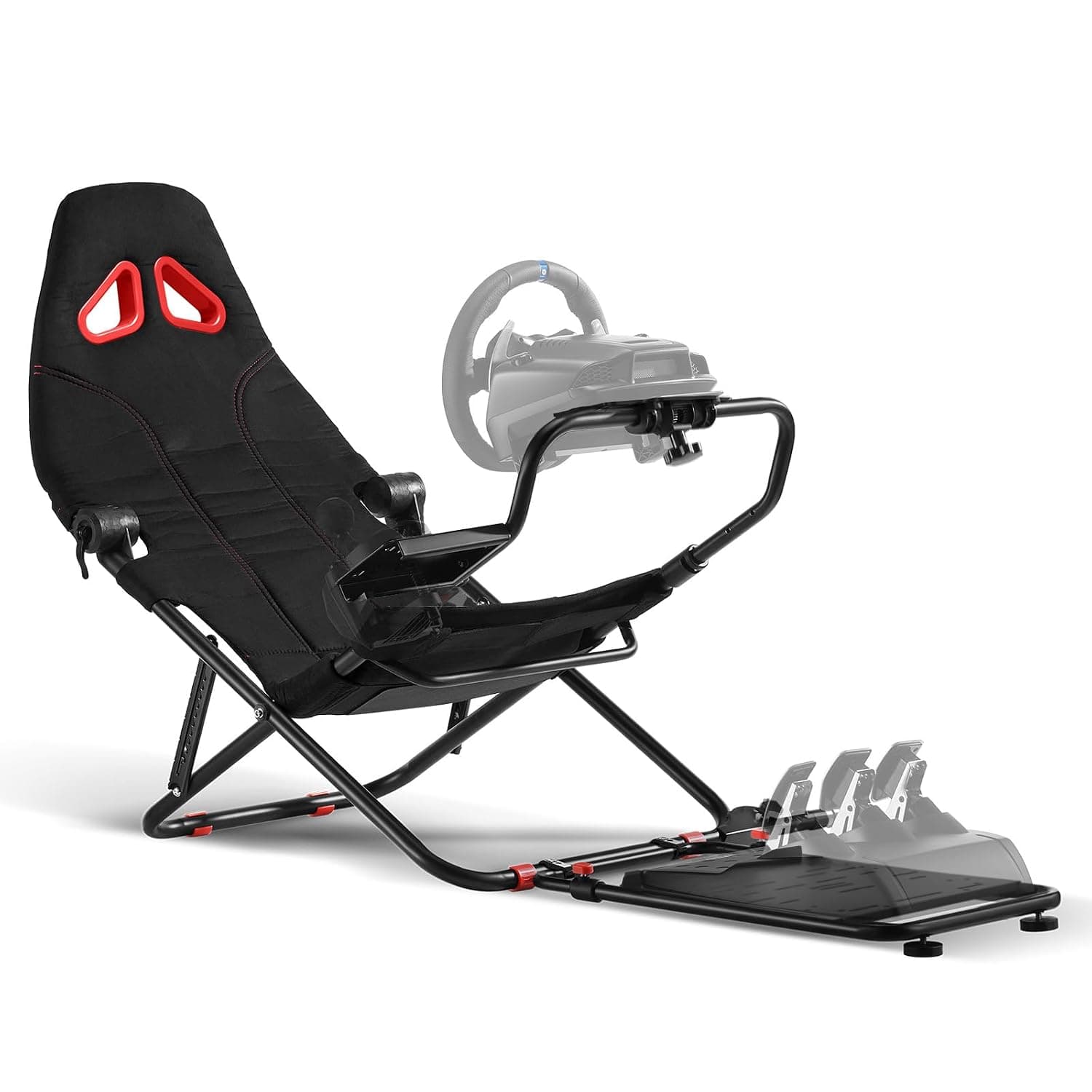 DIWANGUS Foldable Racing Simulator Cockpit with Seat for PS5, Xbox & PC | Fits Logitech, Thrustmaster & MOZA, carbon steel frame, suede-effect seat, adjustable driving position, 90% pre-assembled