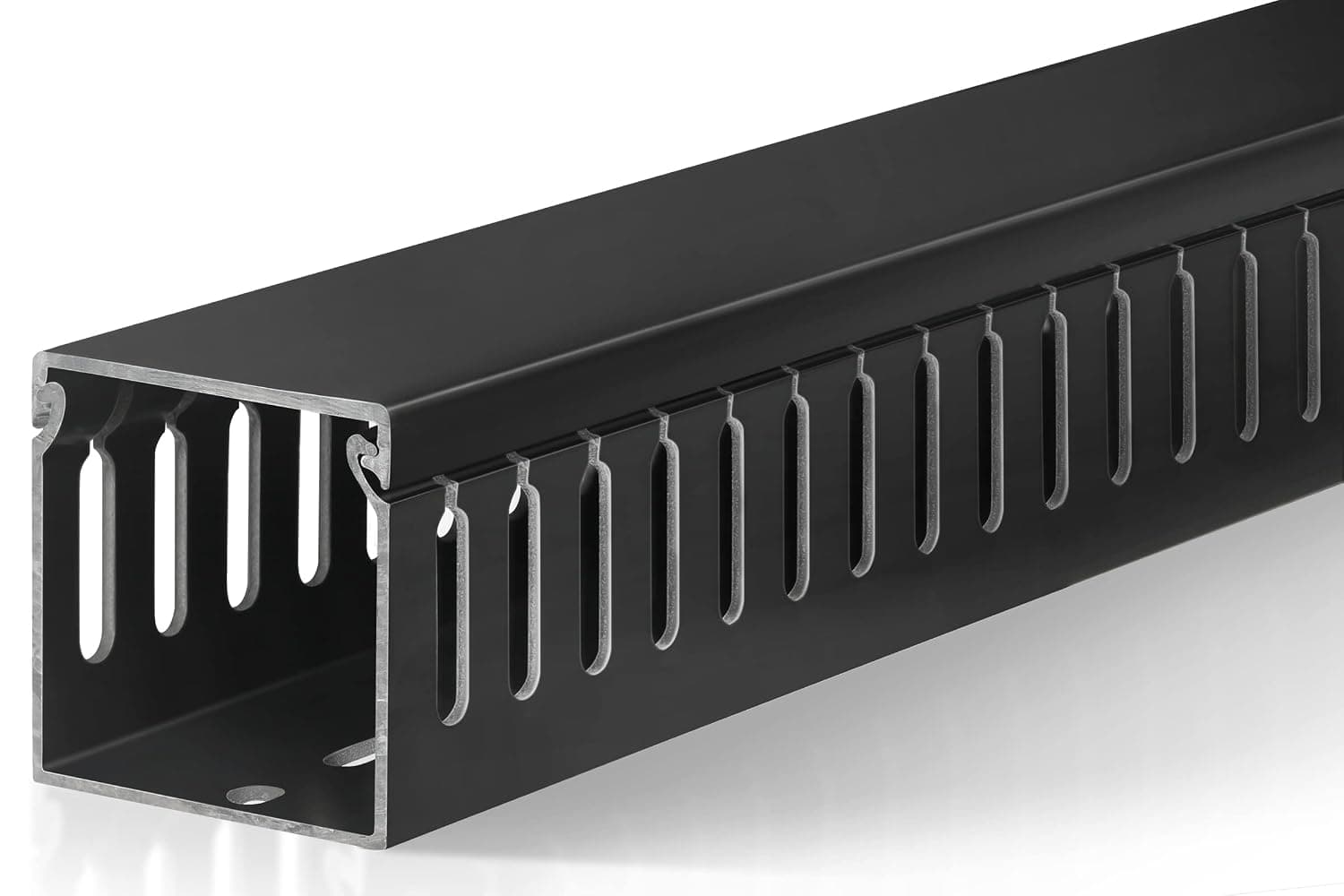 Cable Trunking, Self Adhesive PVC Wire Raceway, Open Slot Cable Tray | Safe Cable Management Kit with H5 x W5 cm, 182 cm (2 x 91 cm), Black, for Under Desk, Computer & Network