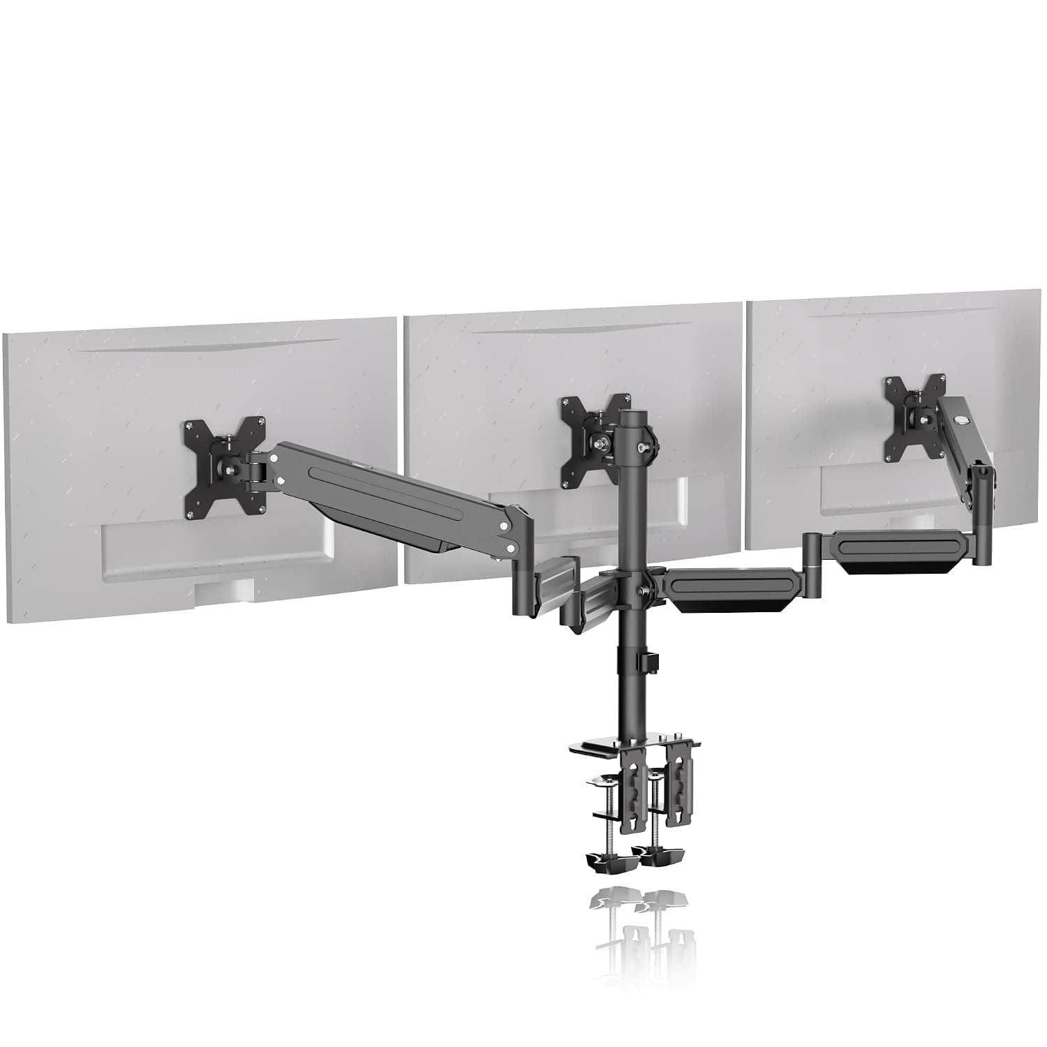 Triple Monitor Mount Stand for 3 Monitors, Adjustable Gas Spring Monitor Arm Desk Mount with Tilt Swivel Rotation for Three 17-27 inch Screens up to 6kg Each, 2 Install Options (MD8003)