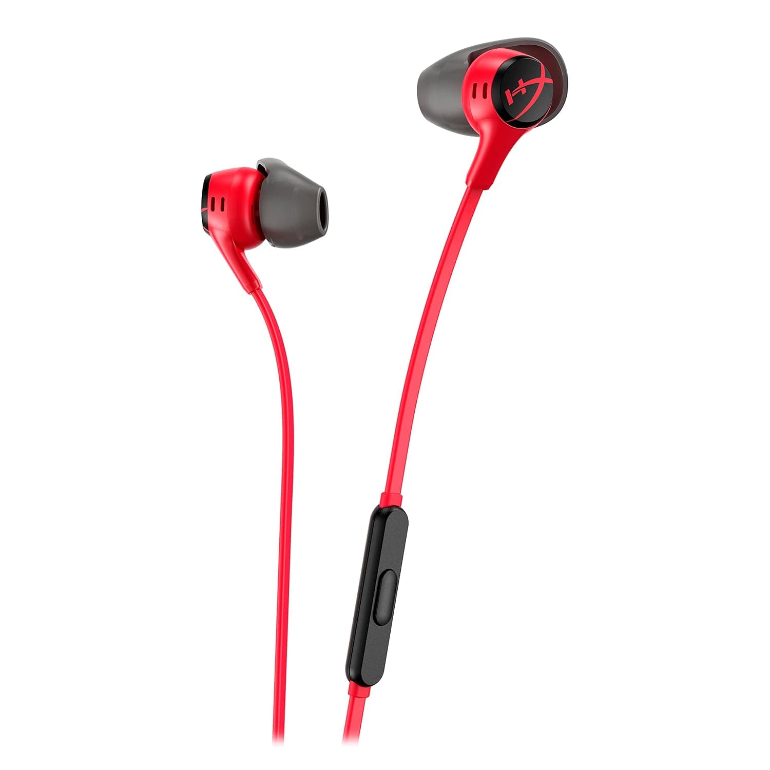 HyperX Cloud Earbuds II - Wired Gaming Earbuds 14mm Driver Built-in Microphone | 4 Ear Plug Sizes | 3.5mm Connector | Hard Case | PC, Console & Mobile Compatibility | Red
