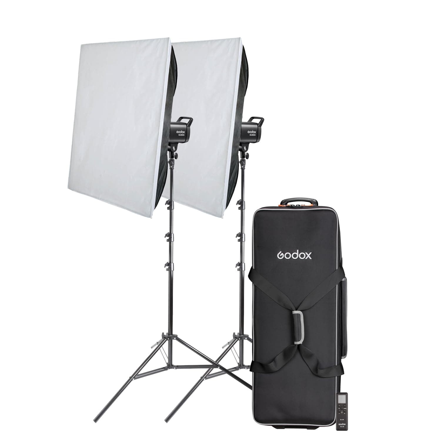 Godox SL60IIBI Twin Softbox LED Lighting Kit - 75W, 2800-6500K, CRI ≥96, TLCI ≥97, 60x90cm Softbox, 35cm Depth, Bowens S-Type Fitting, 79-240cm Stand Height, 5kg Max. Load Capacity