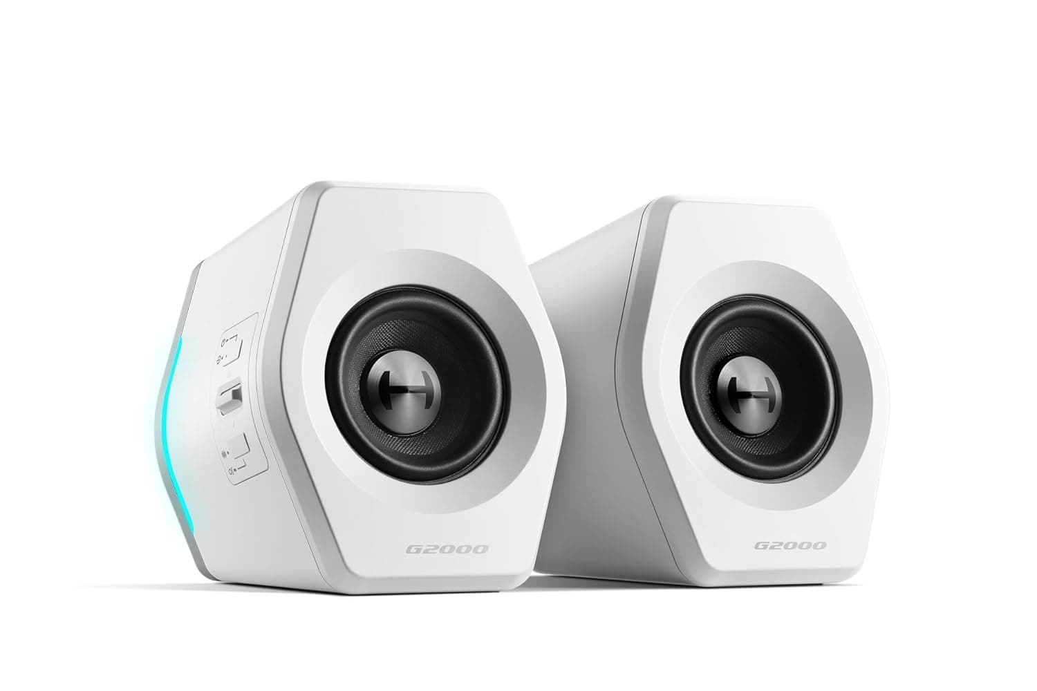 HECATE G2000 Gaming Bluetooth Speakers for Desktop/PC, 2.75″ Drivers, 32W RMS, 12 RGB Effects, USB Sound Card, 3.5mm AUX Inputs, White
