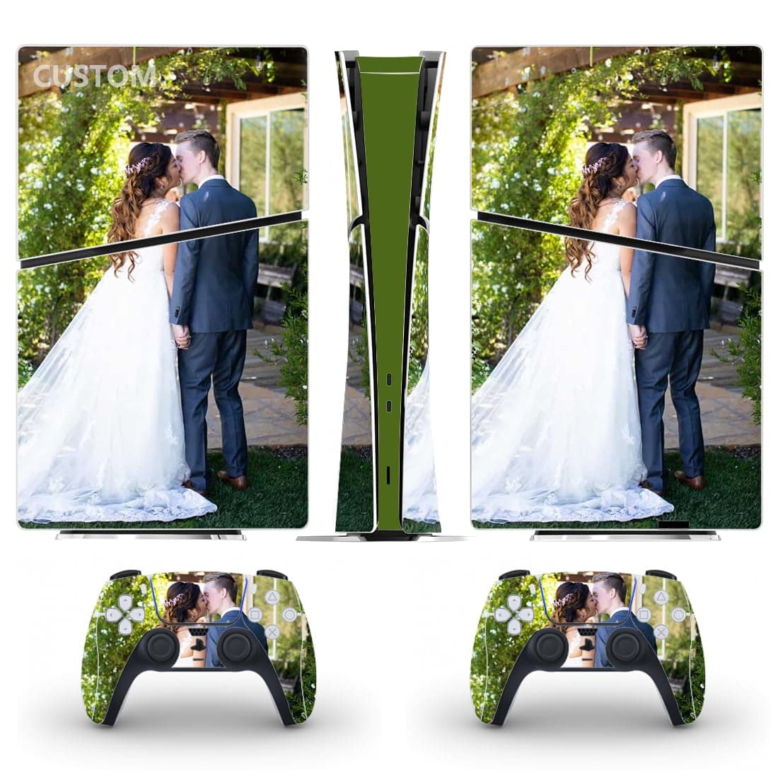 Personalized Vinyl Skin Sticker Decal Wrap Cover for PS5 Slim Digital | Custom Full Body Cover Skin for PS5 Slim Console Controller,Decal Wrap with your pictures,Fade resistant,scratch-resistant