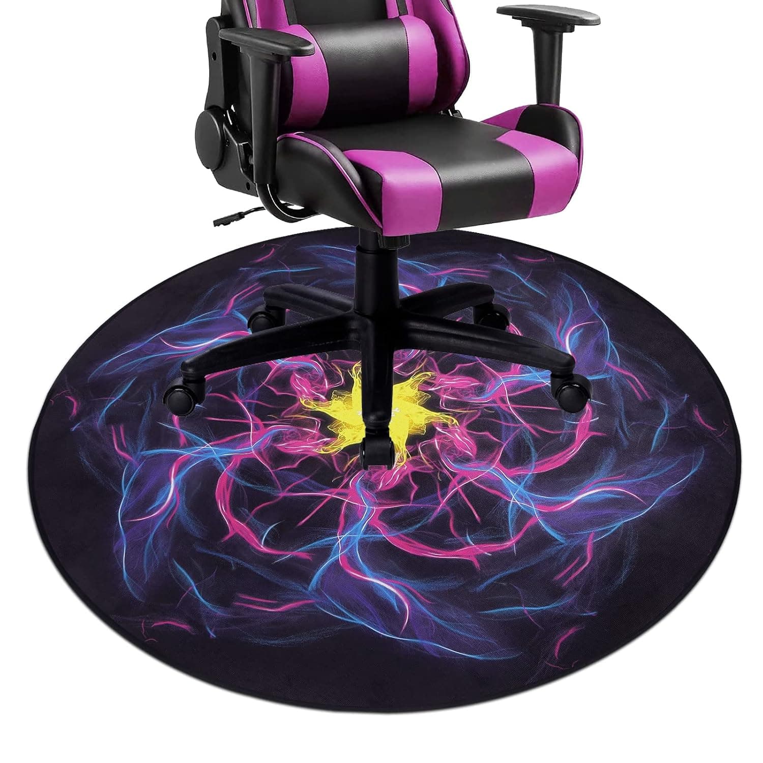 SHACOS Non-Slip Gaming Chair Mat - 120cm Round Carpet Protector for Hardwood & Carpet Floors