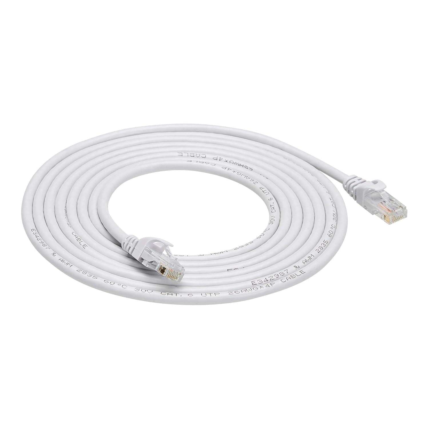 Amazon Basics Snagless RJ45 Cat-6 Ethernet Patch Internet Cable - Pack of 5 - 3 Meters, White