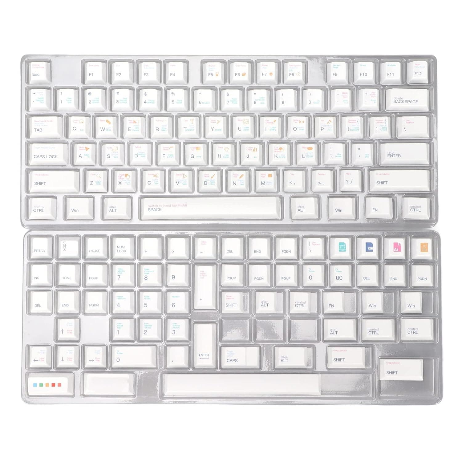 136 Keys PBT Keycaps Set, Mechanical Keyboard Keycaps with Original Height Profile, Five - Sided Dye - Sublimated Legends for DIY Custom Keyboard Builds (AI)