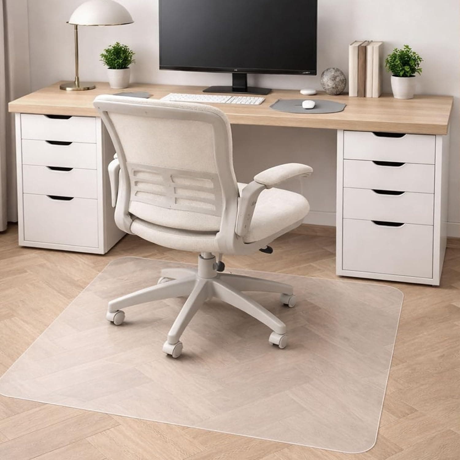 Marvelux Large Clear Vinyl Office Chair Mat for Hard Floors, 120 x 150cm | Rectangular PVC Non-Slip Floor Protector, Smooth Back Waterproof Mat for Hardwood Flooring for Home, Office & Gaming Desks
