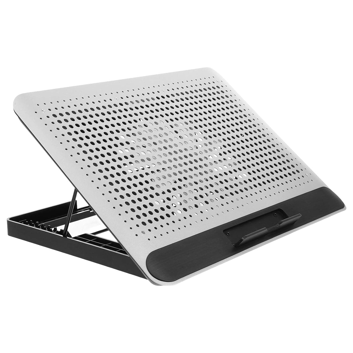 VERDANVERSE Aluminum Alloy Laptop Cooling Pad with Dual USB Ports Quiet Thin Notebook Cooler Stand for Laptops Up to Ergonomic Angles Skid-Resistant Computer Fan Support Frame in Silver