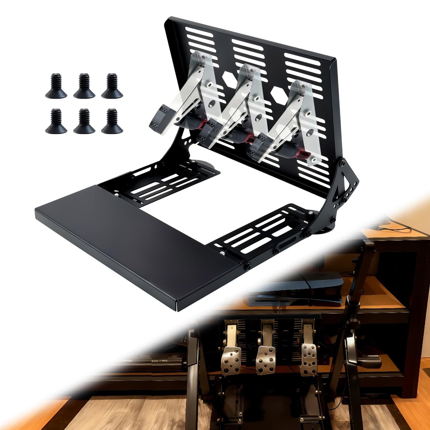 Moroayop Sim Racing Inverted Pedals Kit, Racing Pedal Inverted Bracket Set | Upgrade for Logitech G923 G920 G29 G27 G25, Heavy Duty Adjustable Pedal Mount Stand with Anti-Slip Suction Cups