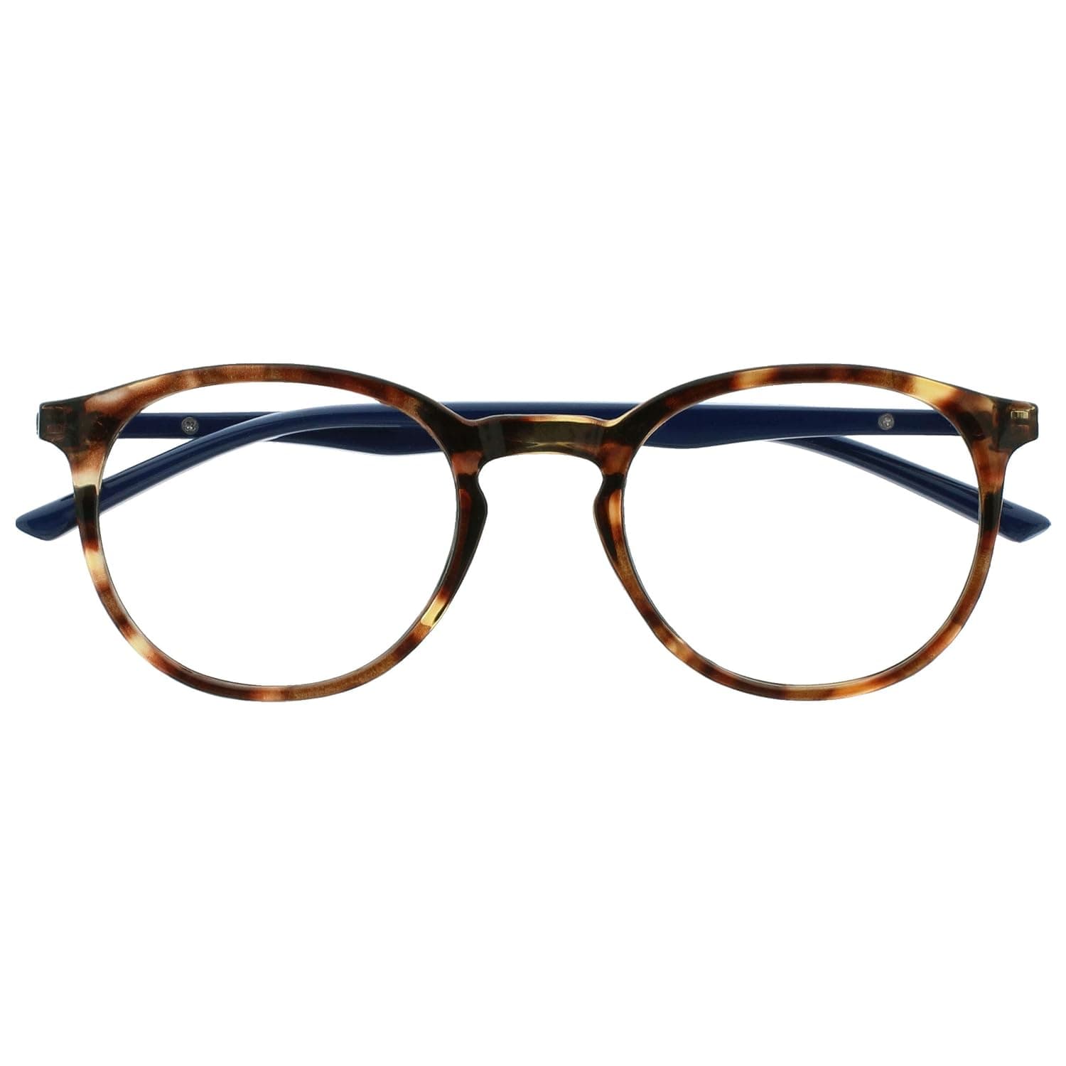 OPULIZE MET Blue Light Blocking Reading Glasses for Women & Men, Slim Round Frame, Scratch-Resistant Lenses with Spring Hinges, Anti-Reflective Computer Glasses, Brown, Pack of 1 with 1 Pouch