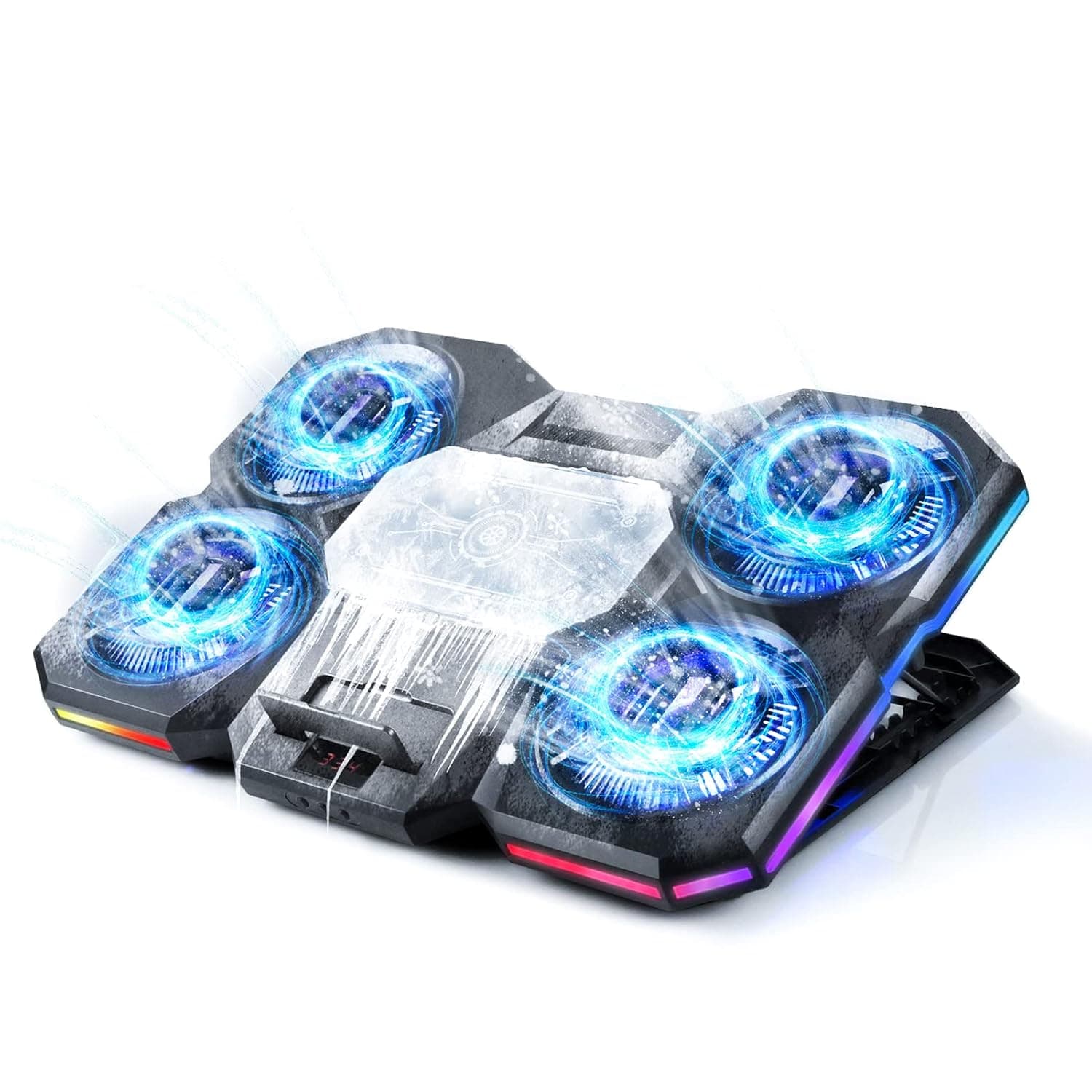 Upgraded Laptop Cooling Pad with Thermoelectric Cooler and 4 Fans, Powerful Laptop Cooler, Independent Control, Multi-Gear Adjustment, RGB, 14-18 Inch Laptop Stand (Laptop Cooling Pad 5)