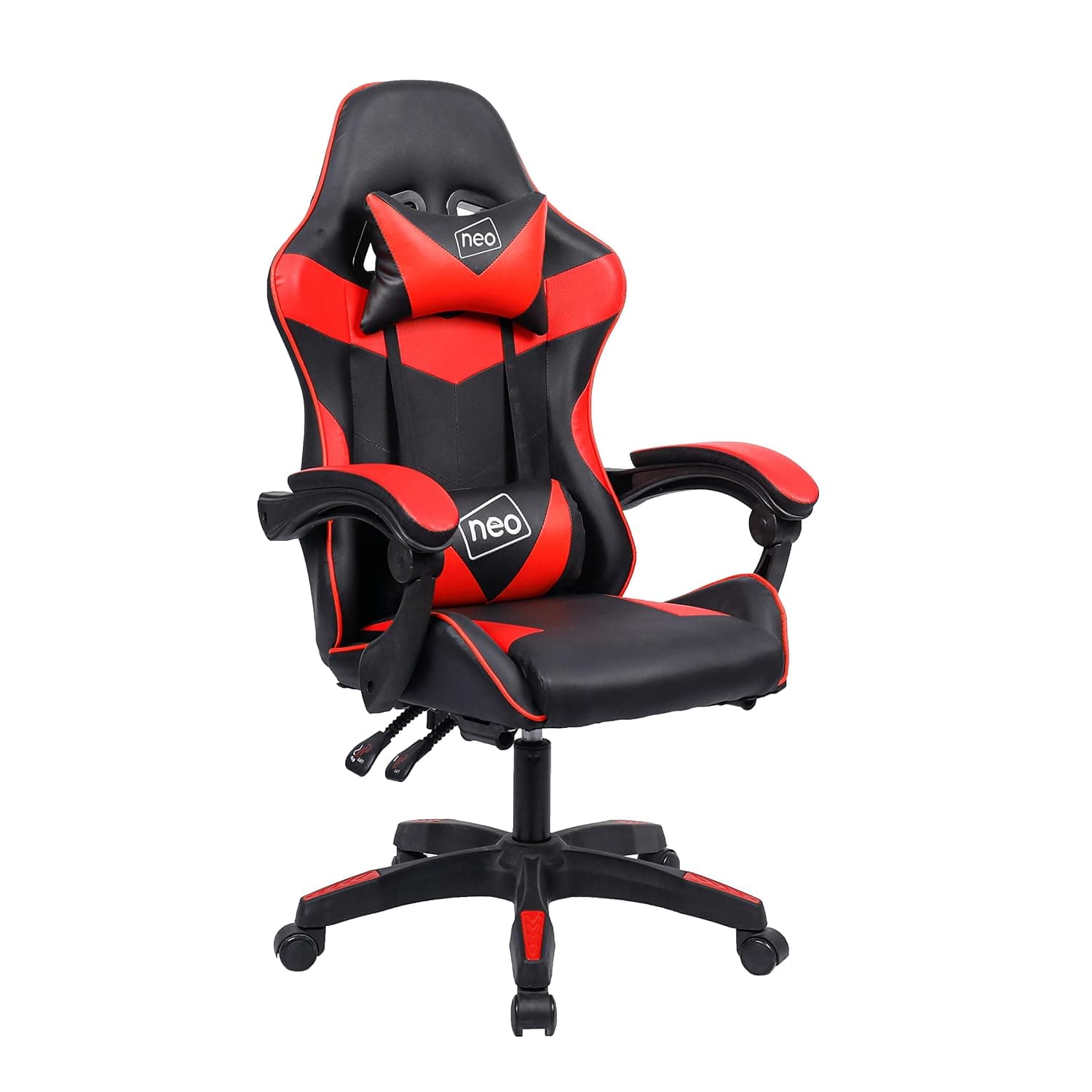Neo Executive Ergonomic PU Leather Sport Racing Car Gaming Office Chair Swivel Lumbar Support Headrest Adjustable Recliner (Red)