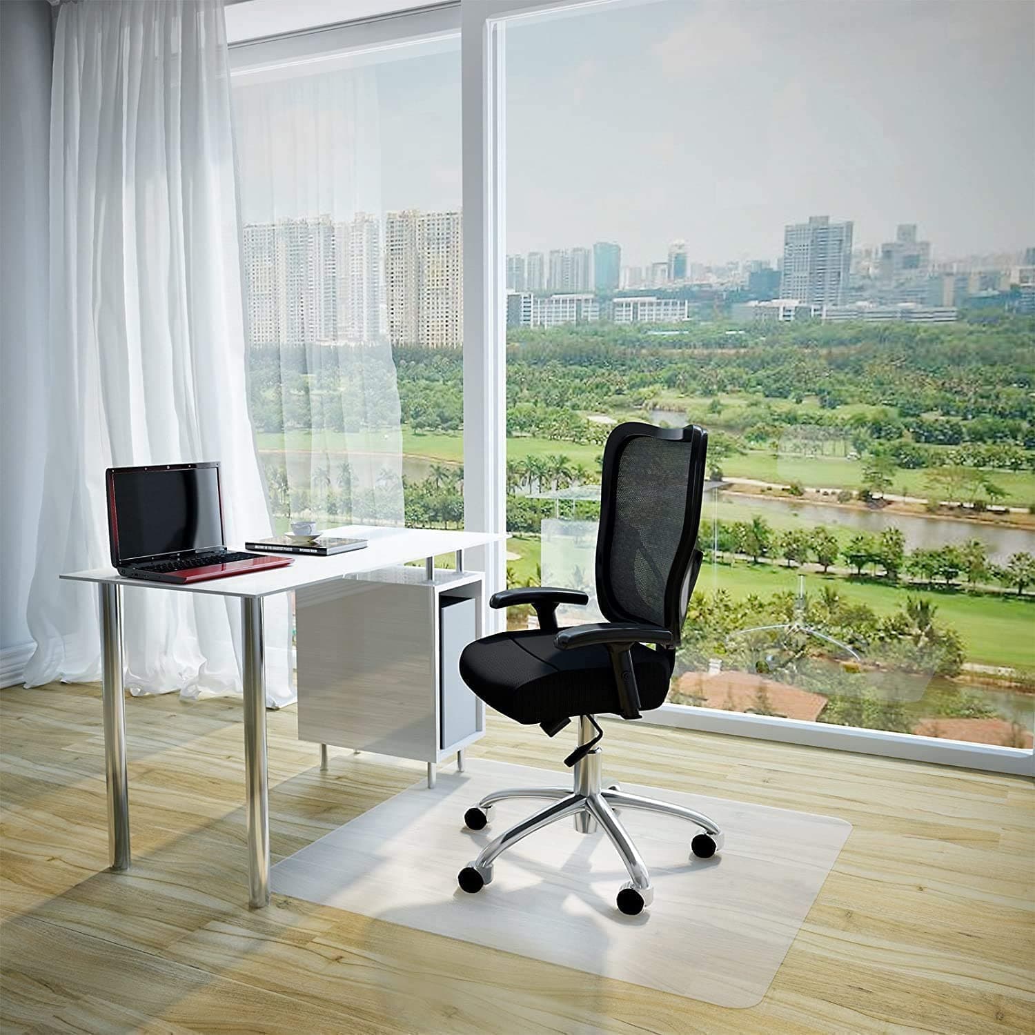 Office Chair Mat for Hard Floors (90 x 90 cm) Non-Slip Floor Protection Underlay Mat - Opaque Scratch Resistant Floor Mat for Laminate, Parquet and Tile Floors