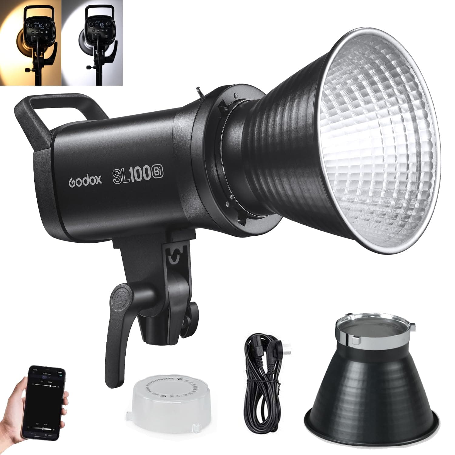 Godox SL100Bi 100W 2800-6500K 100W White/Yellow Dual Color Temperature Version LCD Panel LED Video Light Continuous Output Bowens Mount Studio Light (Godox SL100Bi)